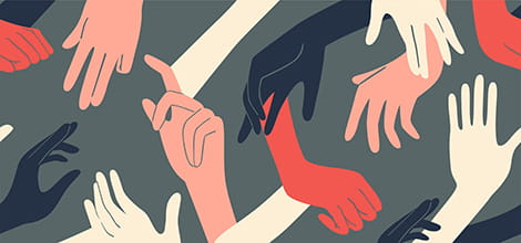 Collage illustration of lots of different hands